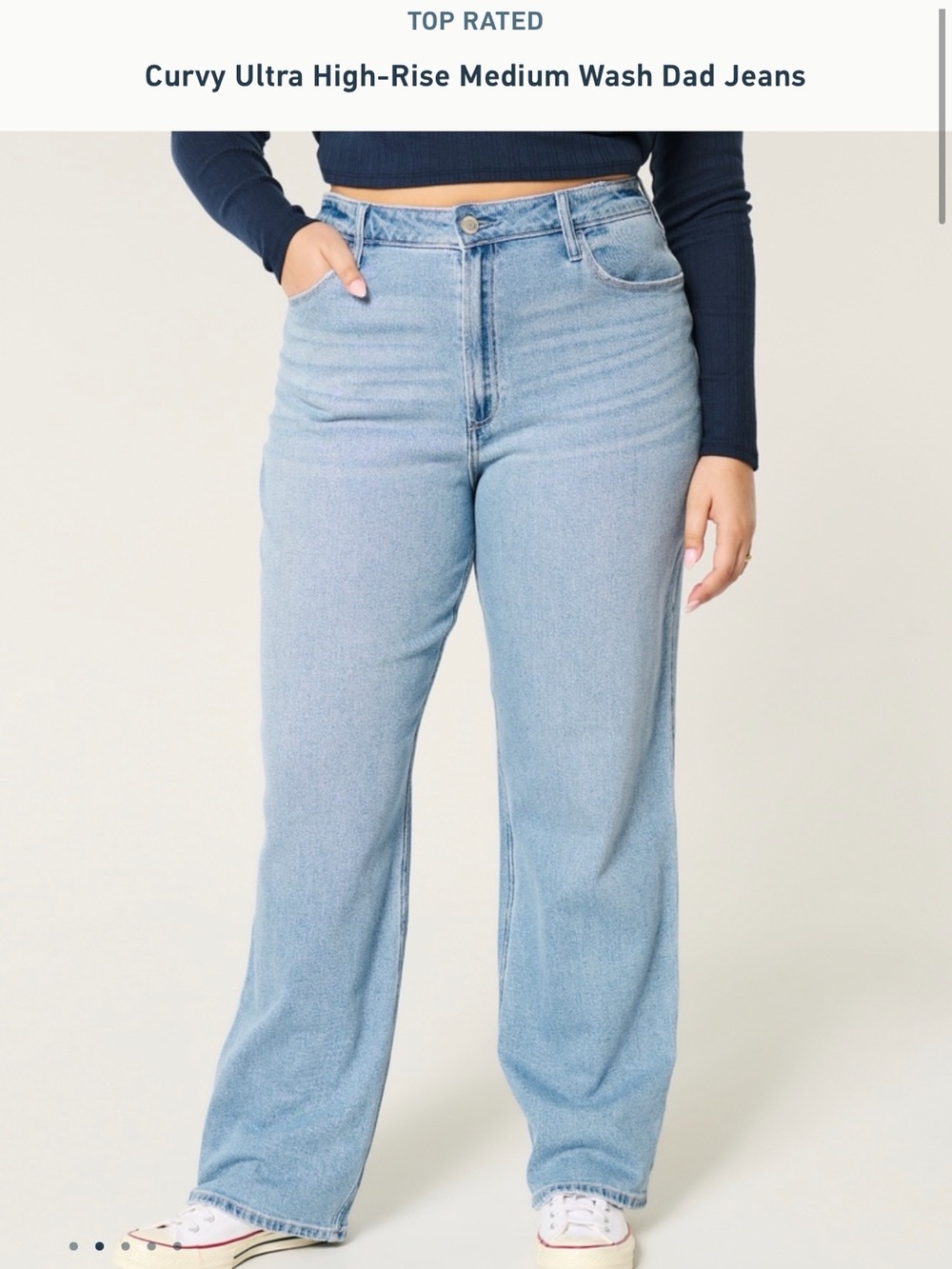 Hollister Curvy Ultra High-Rise light Wash Dad Jeans - (distressed at the knees)